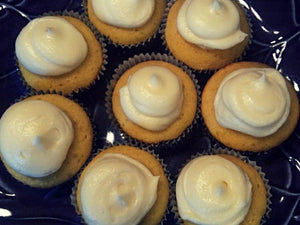 Lime Cupcakes with "Peaches and Cream" Icing